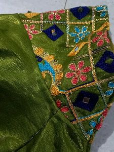 Olive Green Embroidered Blouse