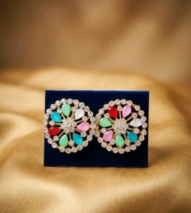 Colorful Gemstone Stud Earrings
