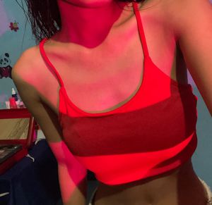 Red Lace-Up Crop Top
