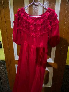 Charming Red Ruffle Dress