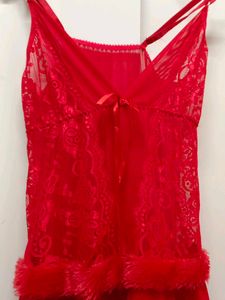 Flirty Red Lace Nightgown