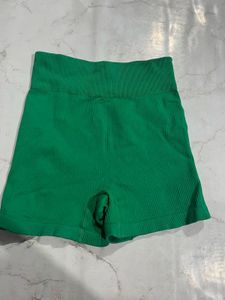 Green Ribbed Seamless Shorts