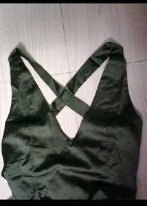 Olive Green Halter Neck Mini Dress