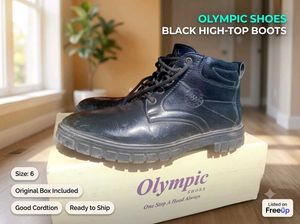 Olympic Shoes Men's Black High-Ankle Casual Boots