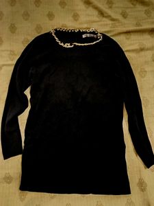 ZARA Chic Black Top with Chain Detail