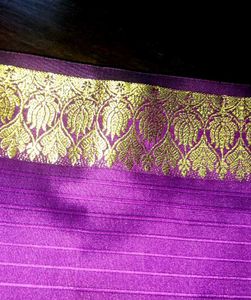 Elegant Purple Saree with blouse in Golden Border