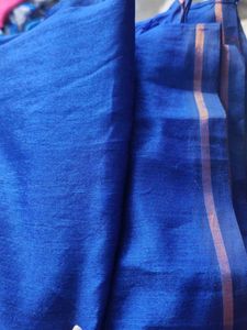 Vibrant Blue Saree with Gold Border