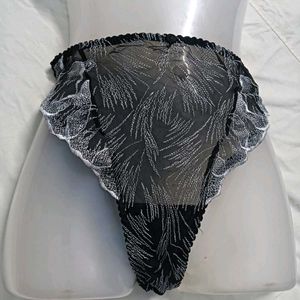 🪔 Sheer Black & White Embroidered Briefs