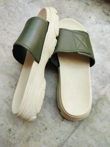 Comfortable Olive Green Slides for women 💚