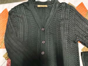 Classic Black Cable Knit Cardigan