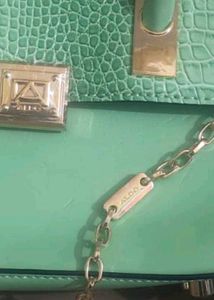 Mint Green Crocodile Textured Handbag