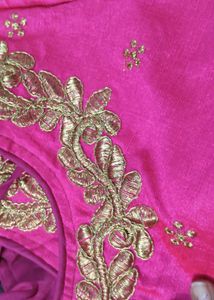 Pink Embroidered Sari Blouse
