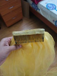 Elegant Golden veil with Floral Embellishments