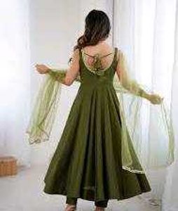 Olive Green Sleeveless Anarkali Kurta Set