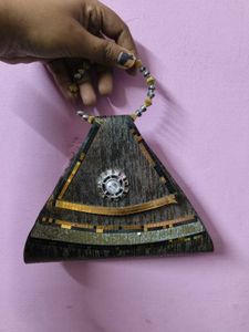 Unique Triangle Clutch with Embellishments