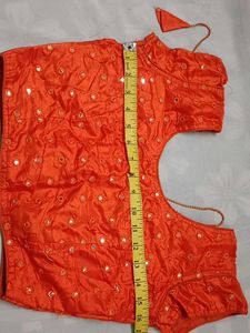 Orange Mirror Work Blouse