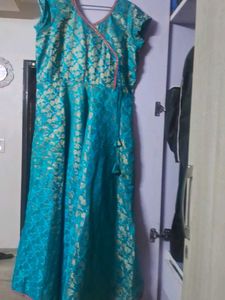 Beautiful Teal Kurta with Golden Print