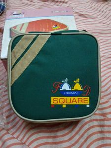 square lunch box with pouch