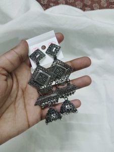 Oxidized Jhumka Earrings