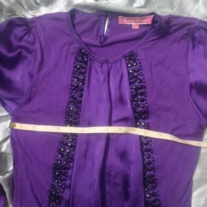 Designer Stretchable Top With Satin Sleeves