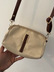 Cream Crossbody Bag with Brown Accents