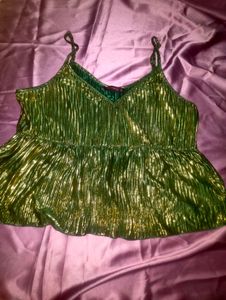 Green&Golden Metallic Top For Party 🌻