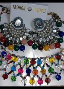 Boho Beaded Necklace &amp; Earrings Set