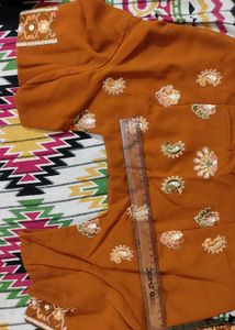 Elegant Mustard Embroidered Saree