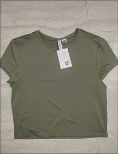 H&M Olive Green Cropped T-Shirt