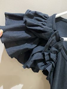 Zara Black Bodysuit with Ruffle Sleeves
