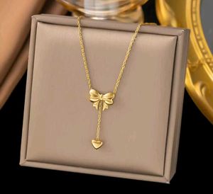 Anti Tarnish Gold Bow Necklace