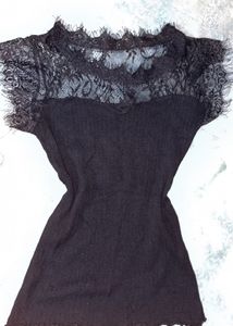 Black Lace Trim Top