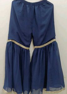 Navy Blue Sequined Kurta Plazoo Set with Dupatta