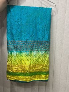 Silk blue & yellow dupatta