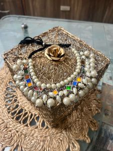 Stunning Pearl Necklace with Colorful Accents