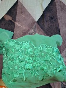 Sea Green Embroidered unstitched fabric