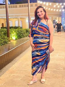 Abstract Print One-Shoulder Dress