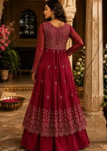 Elegant Embroidered Maroon Kurta Set
