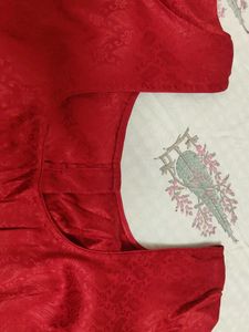 Red Jacquard Blouse