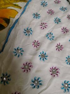 Embellished White Saree