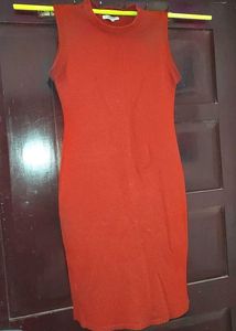 Vibrant Red Sleeveless Knit Dress