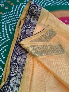 Elegant Peach Saree with Detailed Border