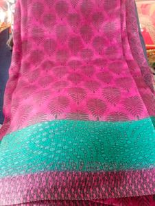 cotton purple saree with stiched blouse