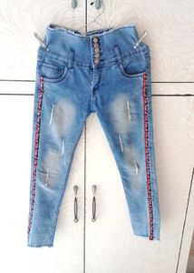 Trendy High Waist Ripped Jeans
