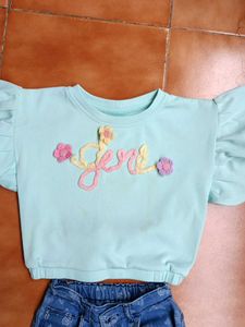 Cute Girls Butterfly Jeans &amp; Top Set