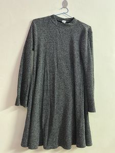Gray Long Sleeve Mini Dress