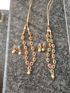2 necklace combo with earrings