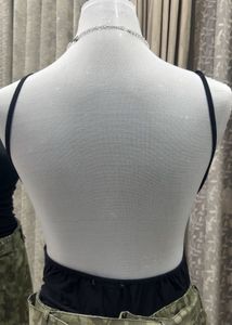 BOOHOO Ruched Strappy Black Tank Bodysuit