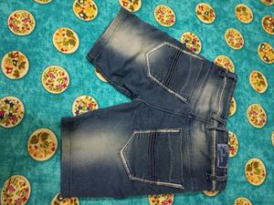 Distressed Blue Denim Shorts