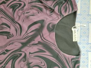 Sheer Marble Print Long Sleeve Top